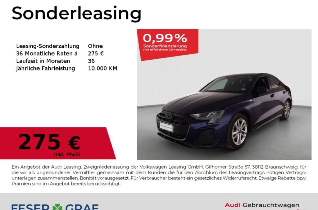 Audi A3 Limousine 35 TDI S tr. S line ACC KAMERA VIRT