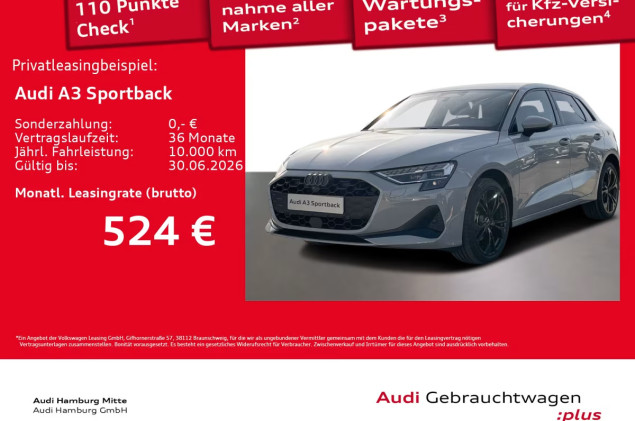 Audi A3 Sportback advanced TDI S tronic LED Kamera