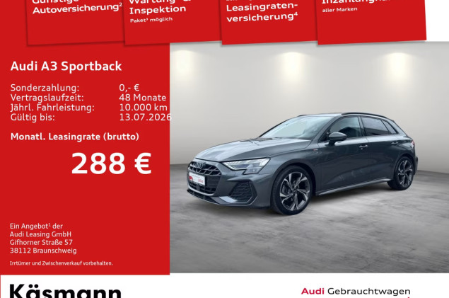 Audi A3 Sportback S line 30TDI AHK KAM HUD SONOS NAV