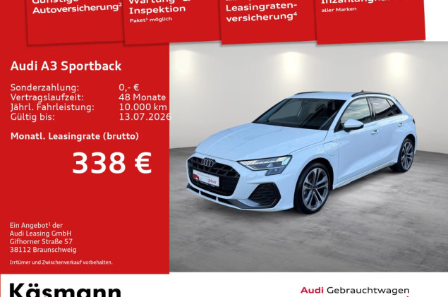 Audi A3 Sportback S line 40TFSIe HUD KAM NAV SONOS