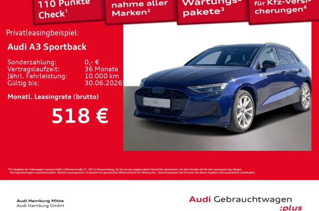 Audi A3 Sportback TDI advanced S tronic LED PDC