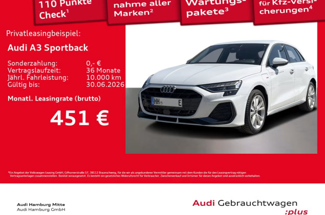 Audi A3 Sportback TFSI e S line S tronic LED Virtual