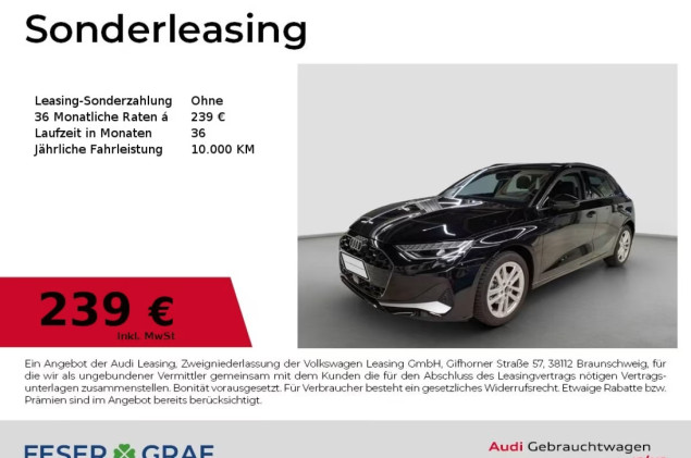 Audi A3 Sportback TFSI LED/Navi plus/R-Kamera/ACC/17