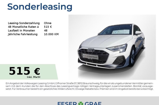 Audi A3 Sportback TFSI quattro 2x S line ACC LED Pano