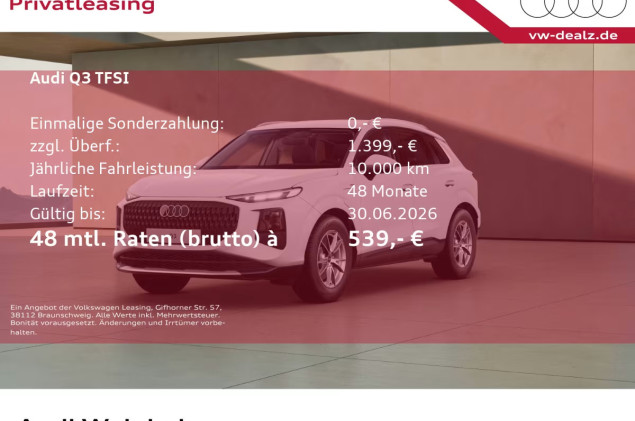 Audi Q3 SUV e-Hybrid E-Förderung als Anzahlung