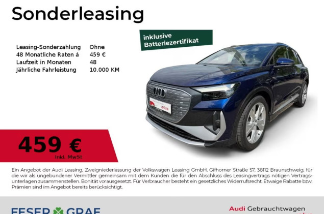 Audi Q4 e-tron 45 S-line/GRA/CarPlay/Navi+/SHZ