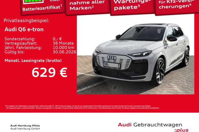 Audi Q6 e-tron performance S line Pano LED Plus