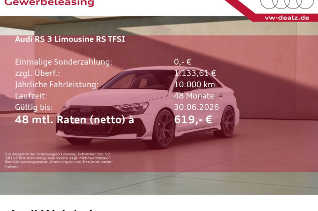 Audi RS3 RS 3 Limousine S Tronic