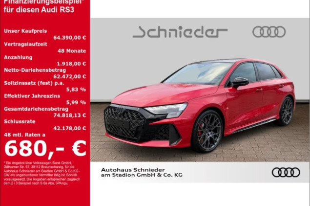 Audi RS3 SPORTBACK 2.5 TFSI MATRIX-LED+PANO+SONOS+NAVI
