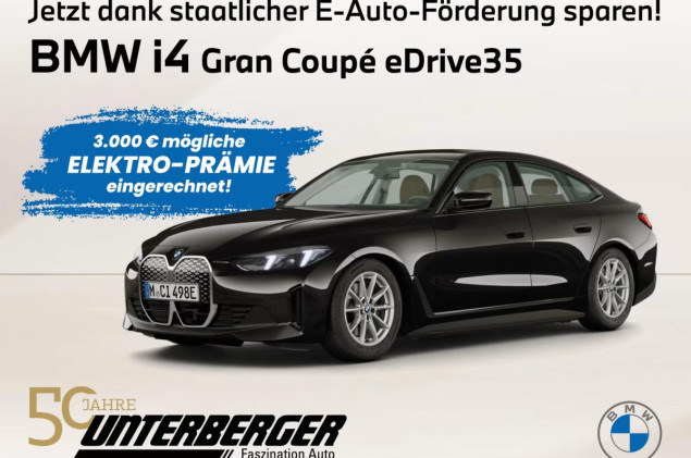 BMW i4 Gran Coupé eDrive 35 mit 3.000,- € möglicher staatlicher Förderung bereits für Sie eingerechnet!
