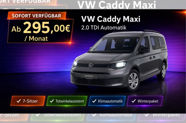 Volkswagen Caddy Maxi TDI DSG 7-Sitzer Winterpaket|ACC|Kamera|Sofort Verfügbar!