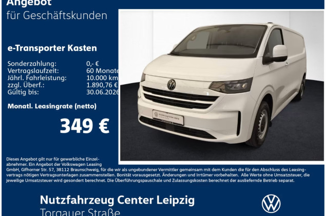 Volkswagen e-Transporter Kasten Preisvorteil 12725 €