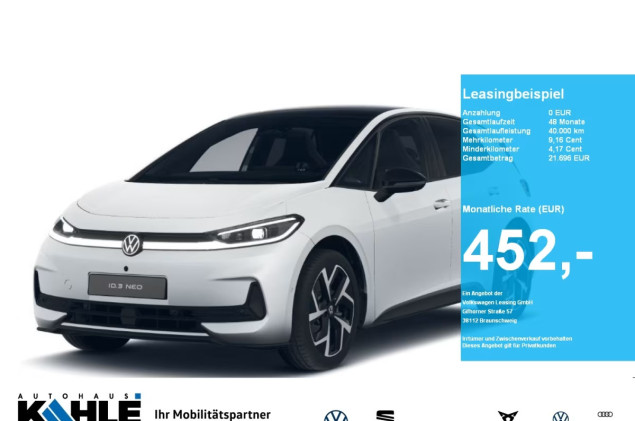 Volkswagen ID.3 Neo 58 kWh Style IQ.Drive Wärmepumpe Pano