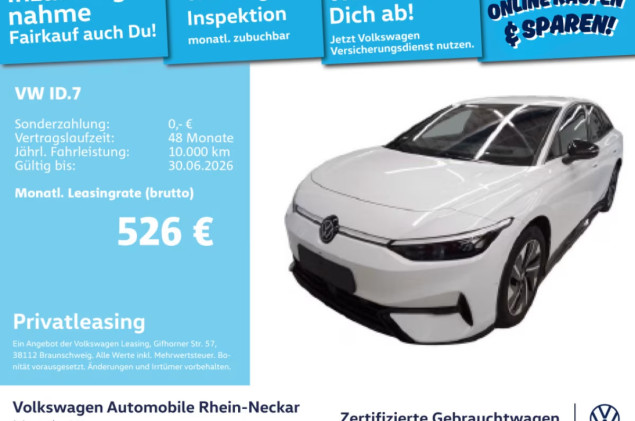 Volkswagen ID.7 Pro GAR2030 Navi AHK Kamera uvm
