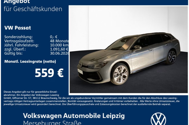 Volkswagen Passat R-Line 1.5 l eHybrid Preisvorteil 16518 €