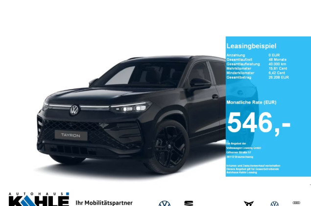 Volkswagen Tayron R-Line 2.0 l TDI DSG CarPlay Pano Black