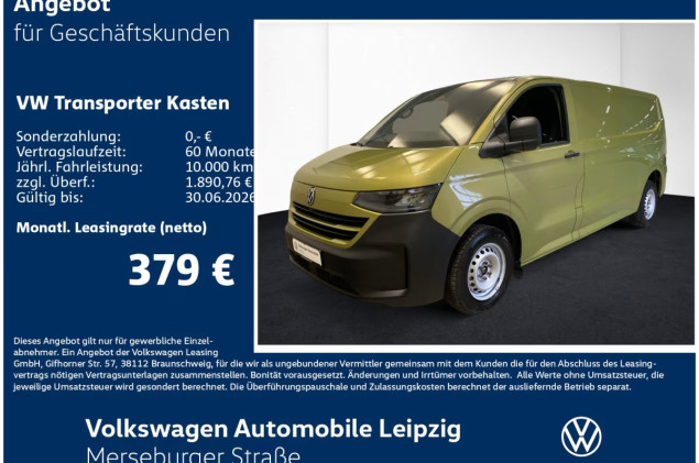 Volkswagen Transporter Kasten TDI Preisvorteil 13485€
