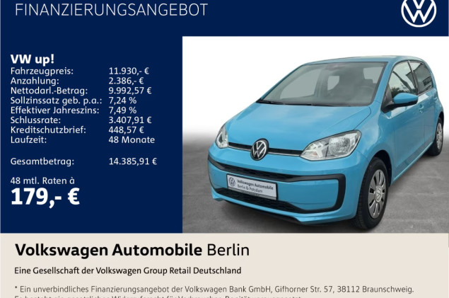Volkswagen up! 1.0 Klima Radio GRA PDC