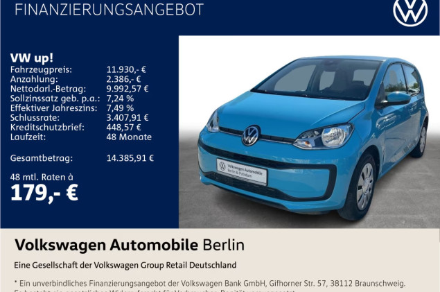 Volkswagen up! 1.0 Klima Radio GRA PDC